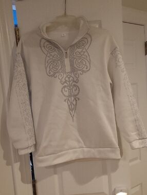 Women’s Small White Sweater Viking Inspired